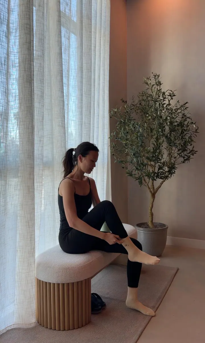 A moment from Melanie’s daily routine before a workout